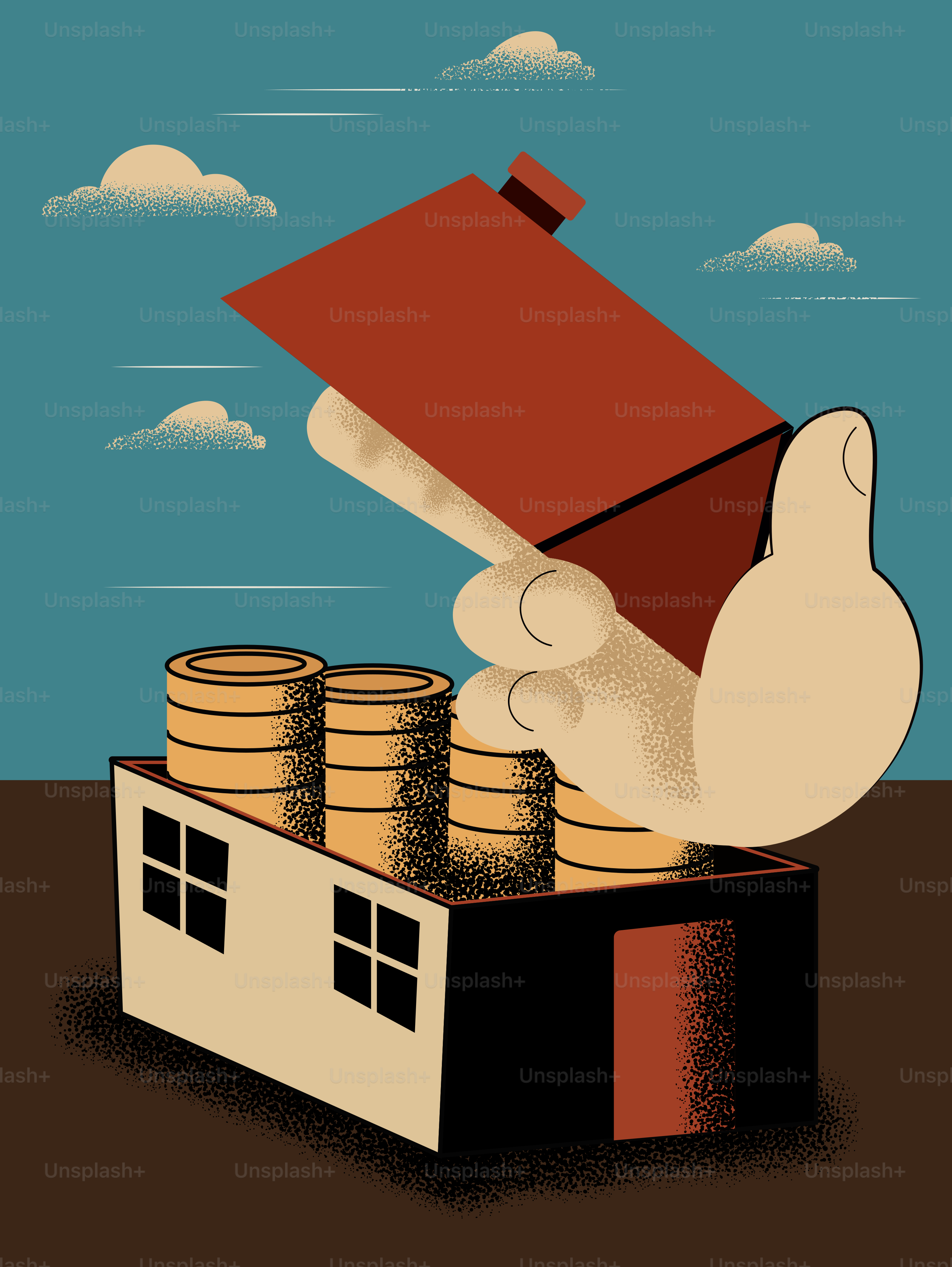 Building a house with money.