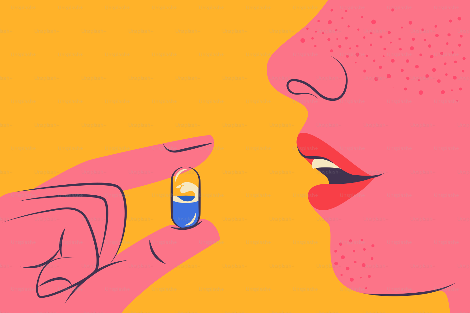 Jemand ist dabei, eine Pille zu nehmen.