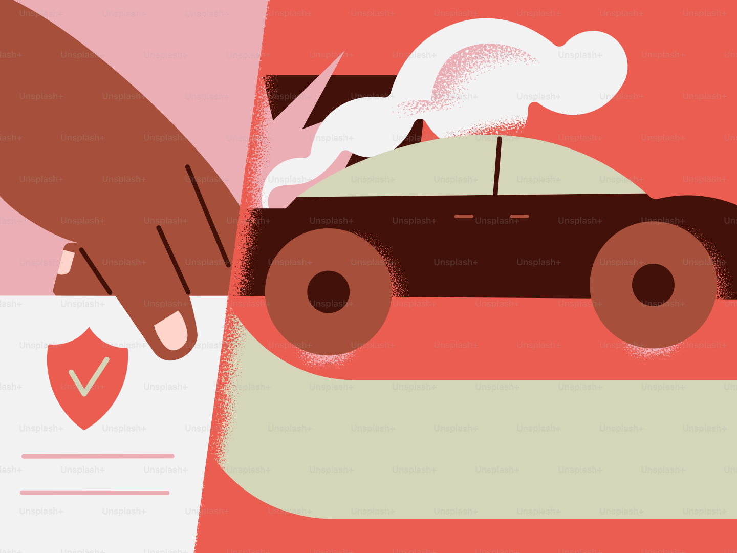 Car insurance after an accident is being processed.