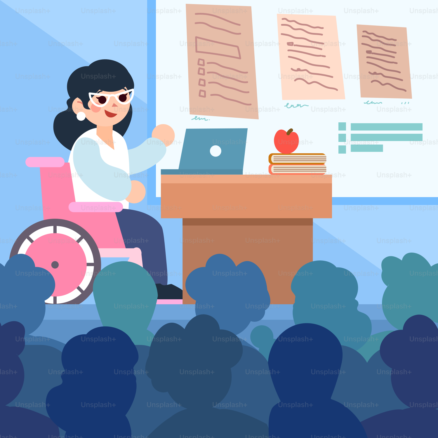 Um professor está dando uma palestra para os alunos.