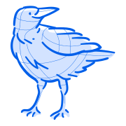 Un oiseau de dessin animé bleu avec des lignes.