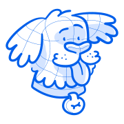 A cute cartoon dog with its tongue out.