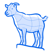 Un dessin animé d’une chèvre bleue.