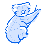 A blue koala bear is perched on a branch.