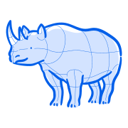 A blue rhino cartoon is outlined. vector – Animal Image on Unsplash, image size:3000x3000