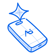 Un teléfono brillante con un icono de app.