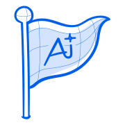 A blue flag with "a+".