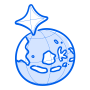A globe with a star representing worldwide travel.