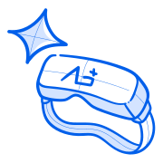 A virtual reality headset with a sparkling detail.