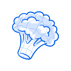 Here's a caption: a cartoon image of broccoli.