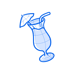 A tropical cocktail with an umbrella.