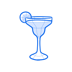 A margarita cocktail, garnished with lime.