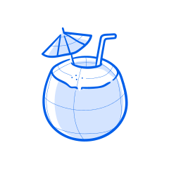 Minuman kelapa dengan payung kecil.