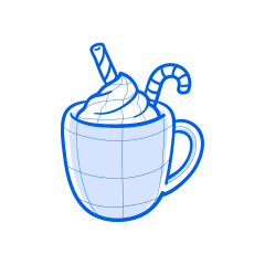 A cup of hot chocolate with treats.