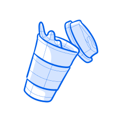 Here's a possible caption: open coffee cup with liquid inside.