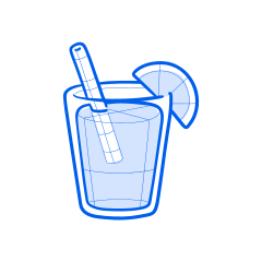 A refreshing drink with lemon and straw.