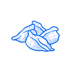 Four dumplings are grouped together.