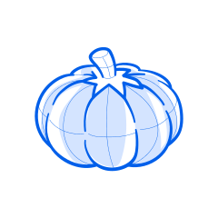 Here is a blue pumpkin illustration on a white background.