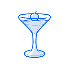 A martini glass with a cherry garnish.