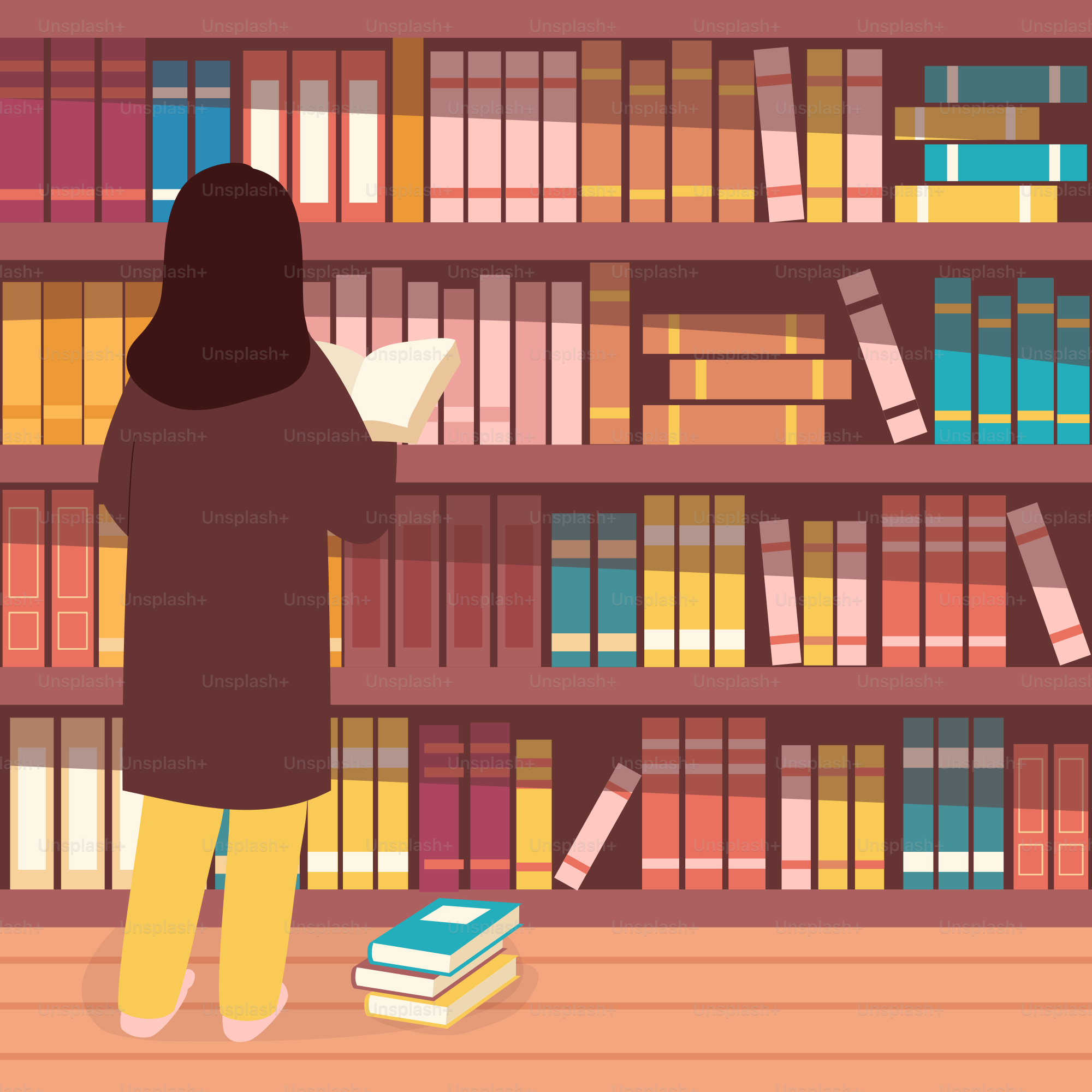 A person reads books in a large library. vector – Books Image on Unsplash, image size:3000x3000