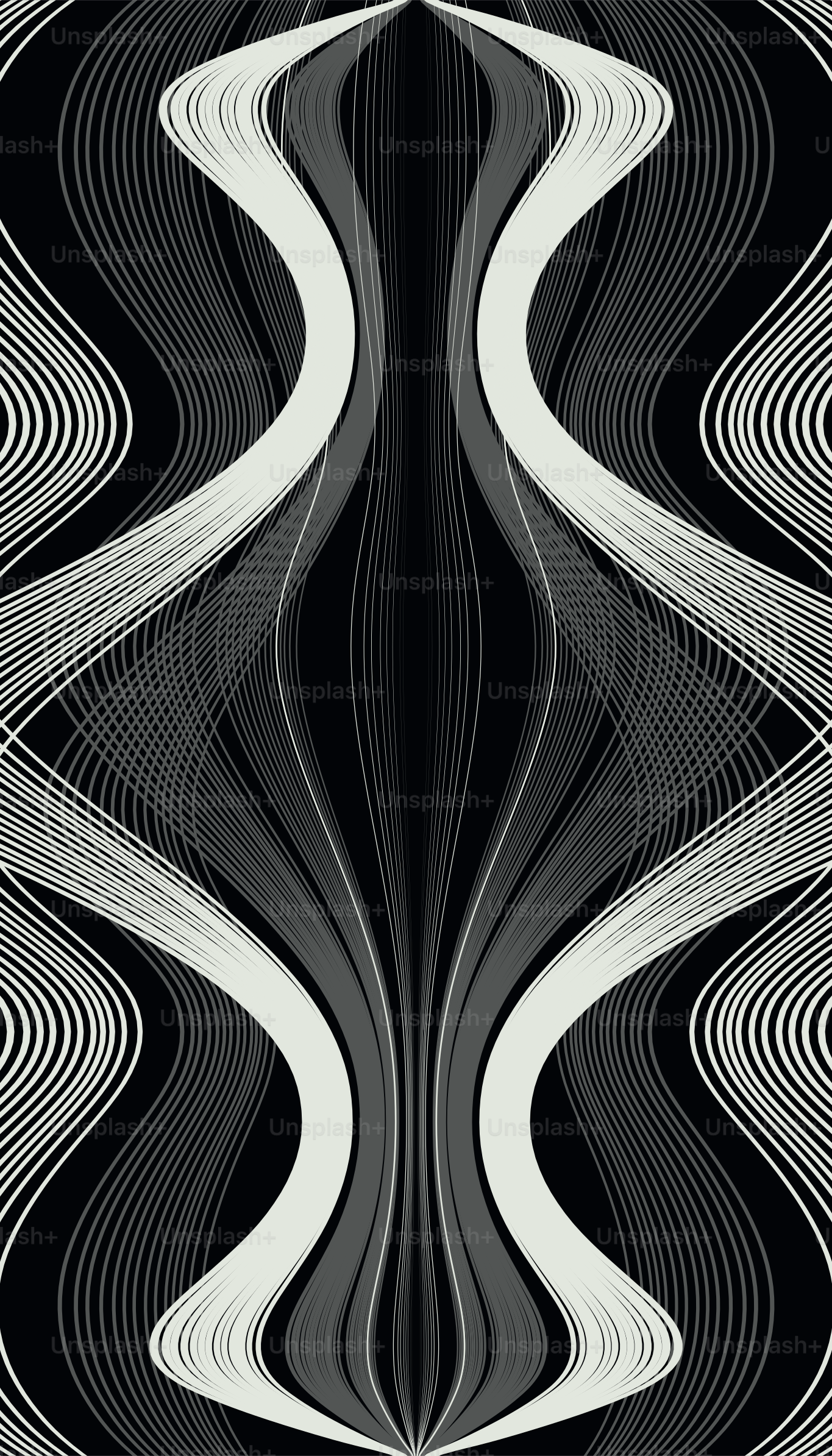 Abstract design in black and white lines.
