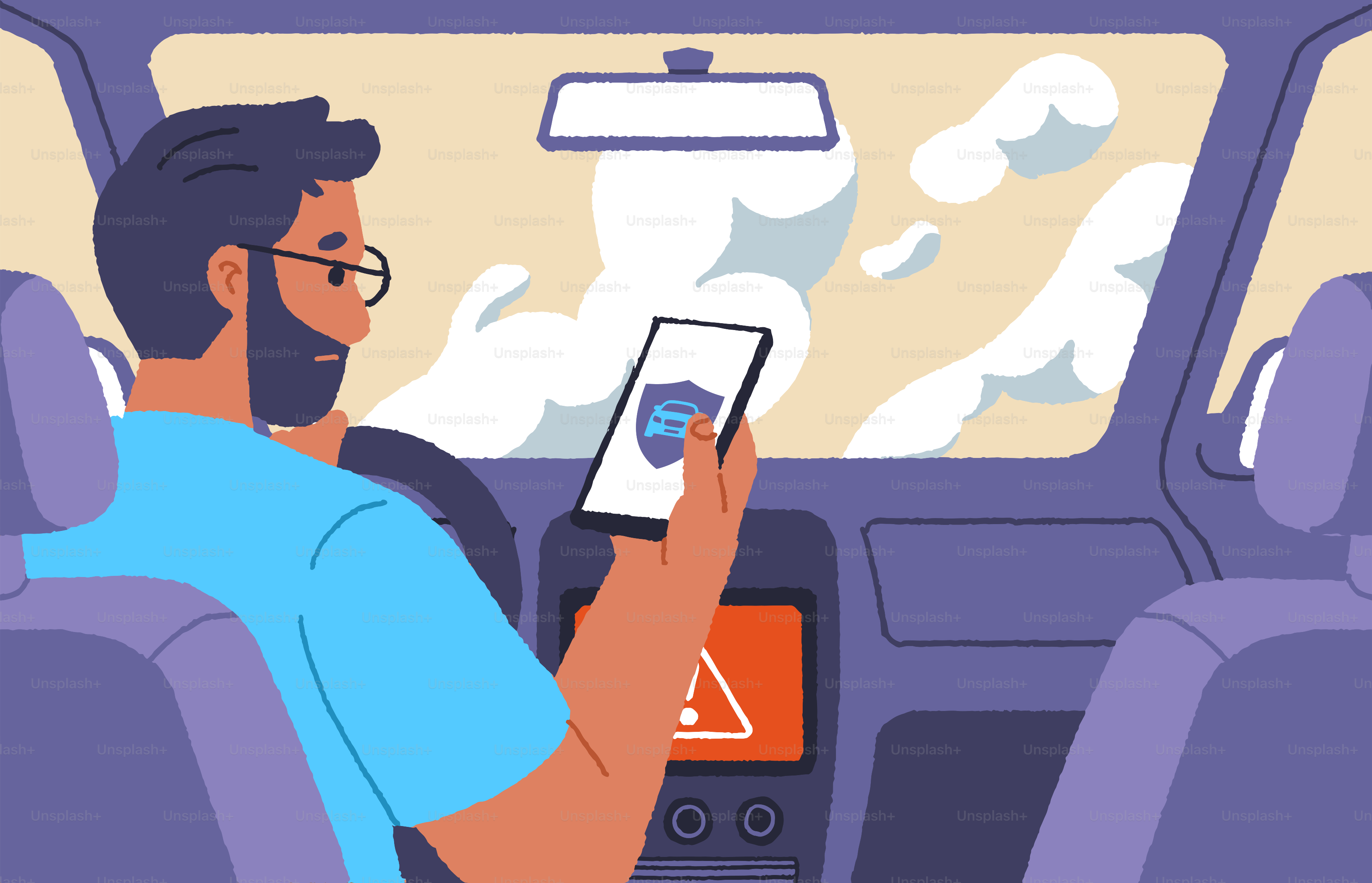 Driver using phone while driving, a safety concern.