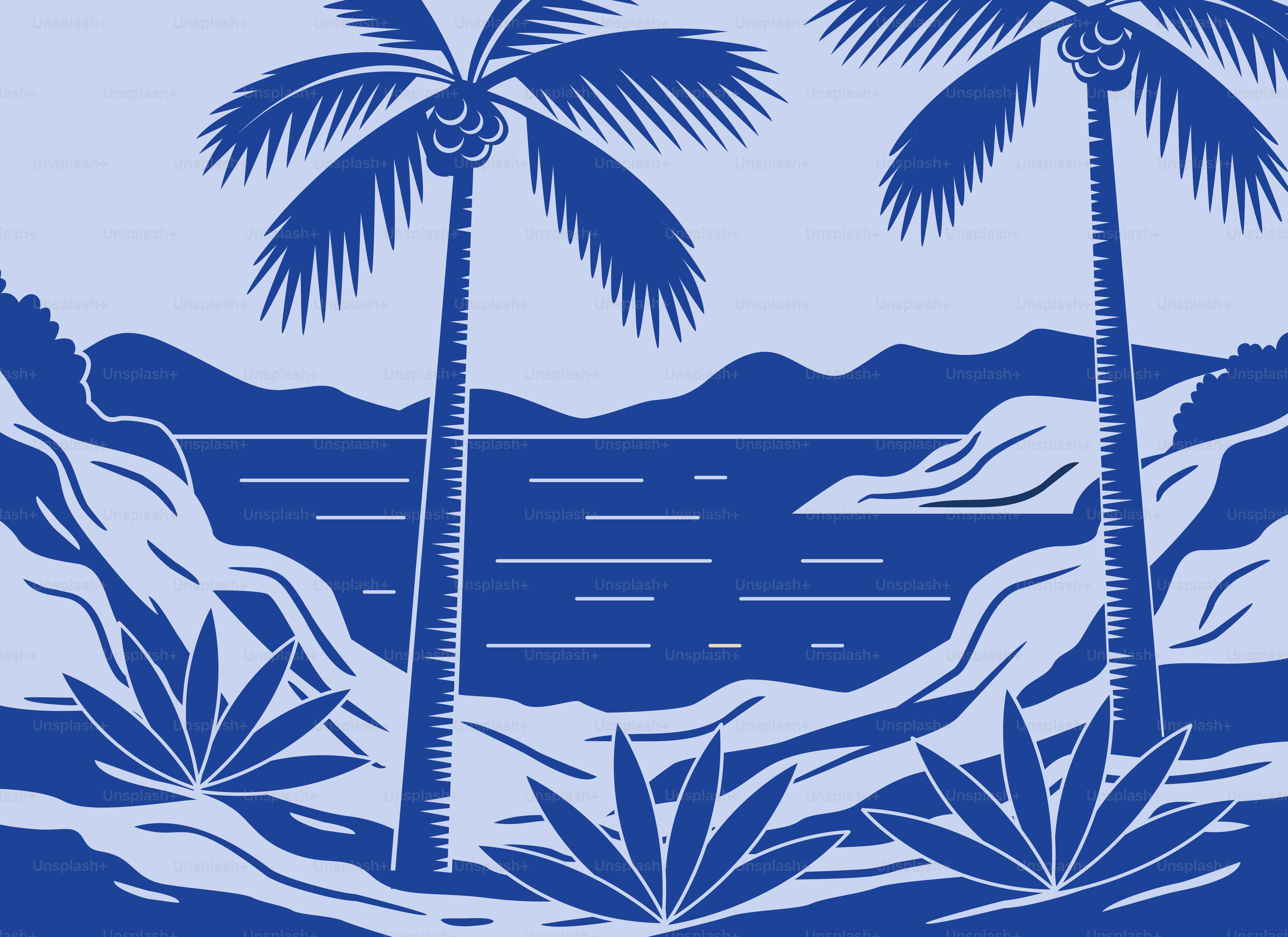 Costa tropicale con palme in riva al mare.