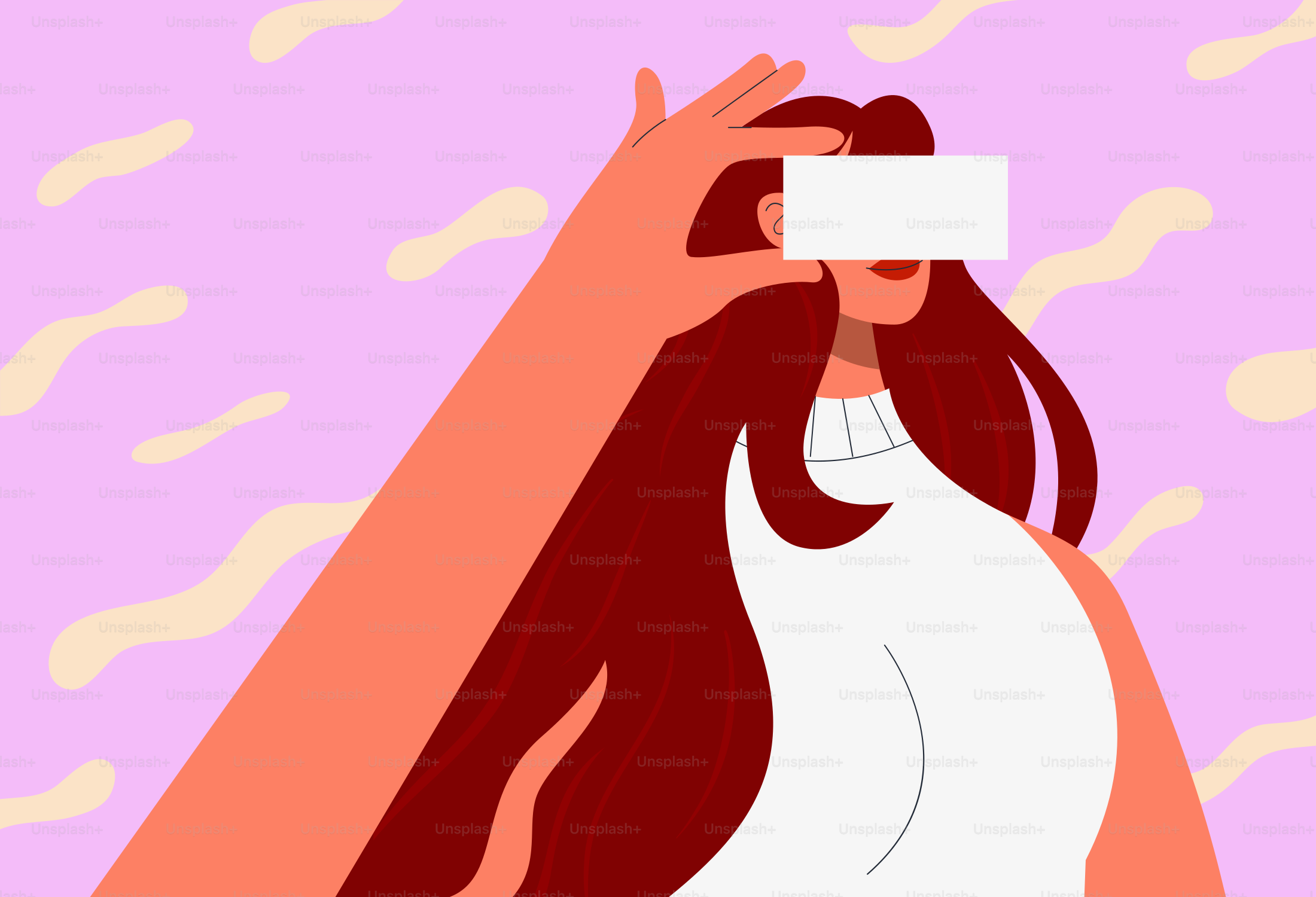 A woman holds up a blank white card.