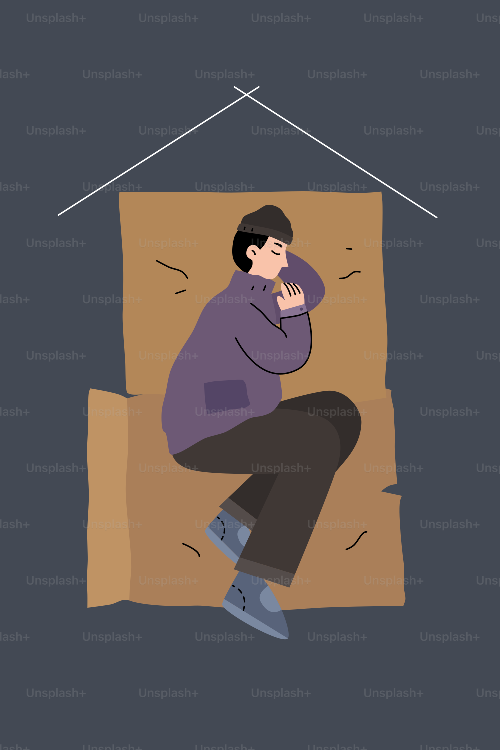 A person sleeps comfortably in a box.