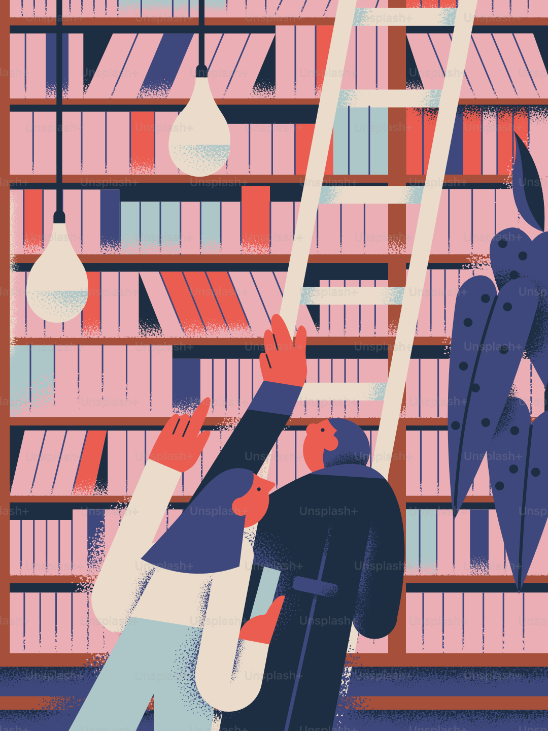 Les gens cherchent un livre à la bibliothèque.