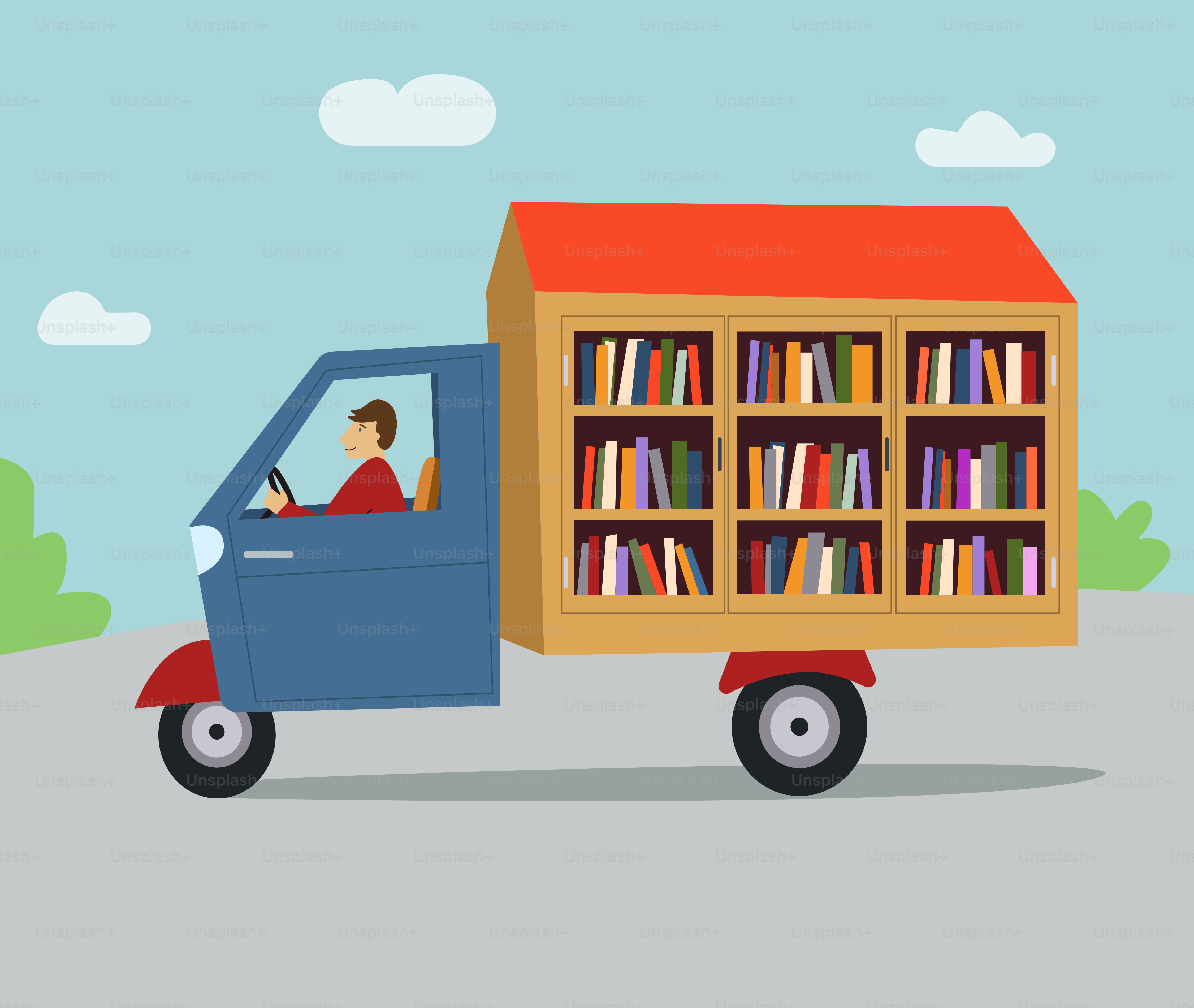 Un bibliobus livre des livres à des lecteurs avides.