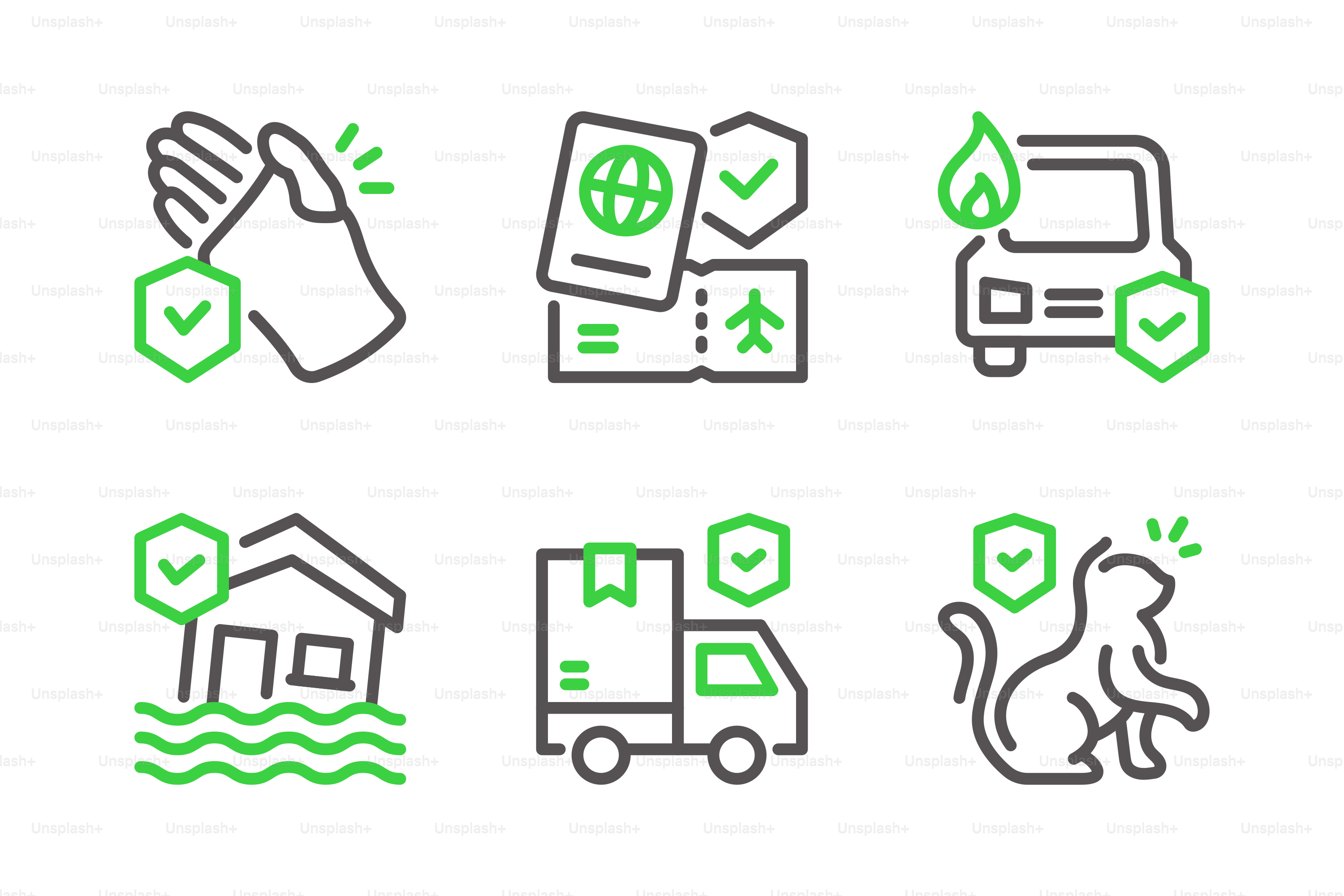 This image shows various types of insurance coverage.