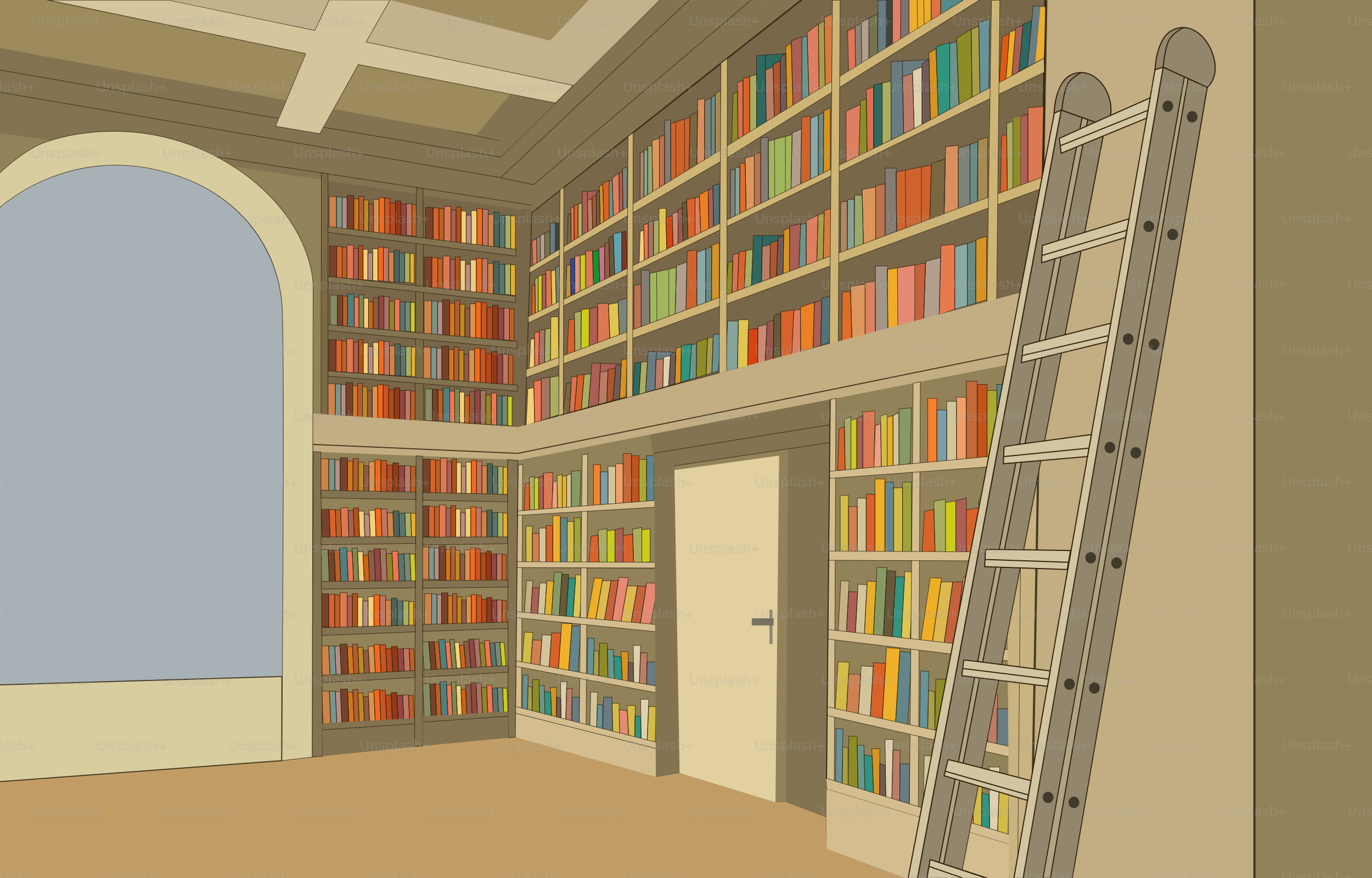 Uma sala da biblioteca está cheia de livros.