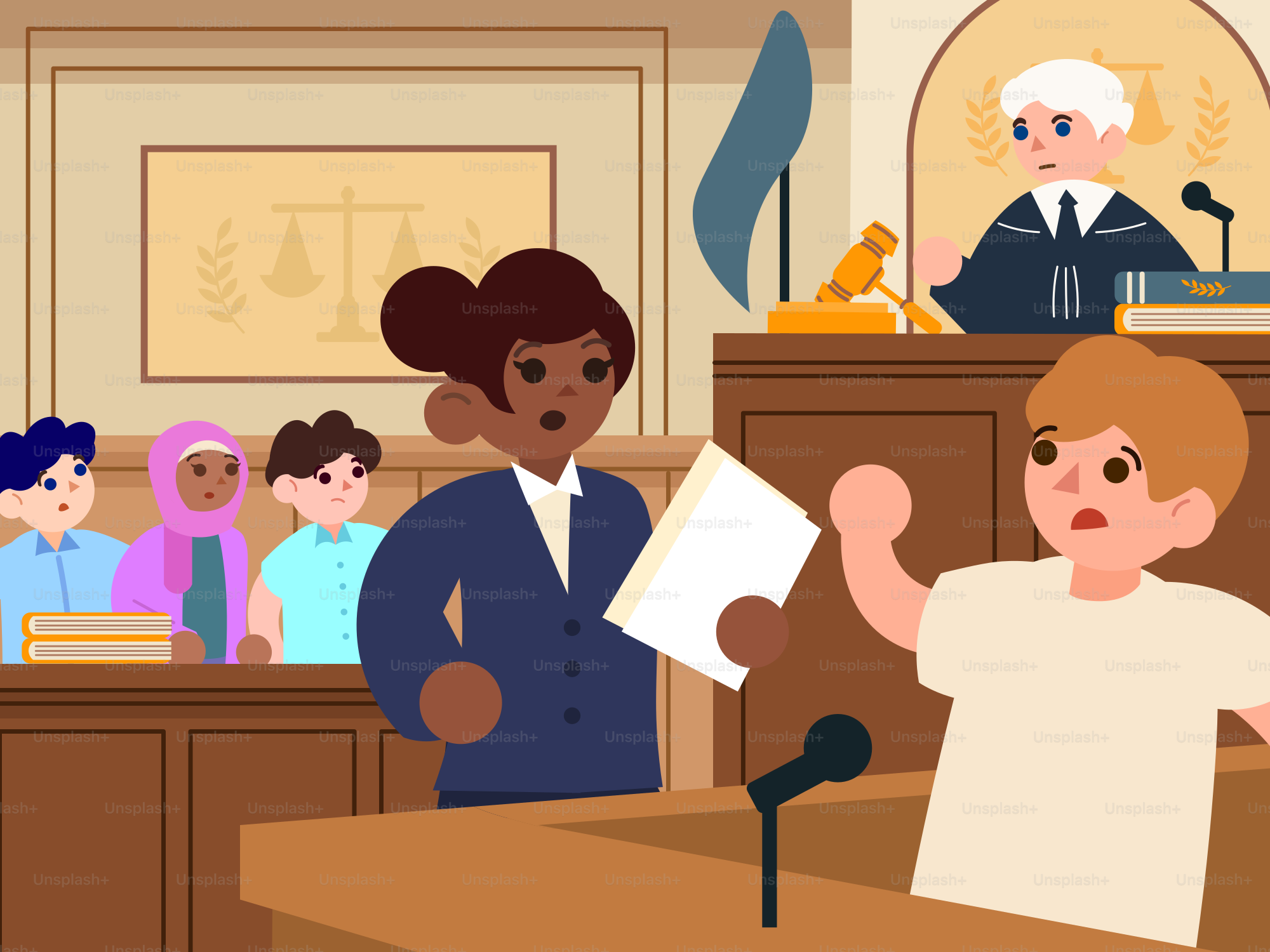 A woman presents evidence in court.