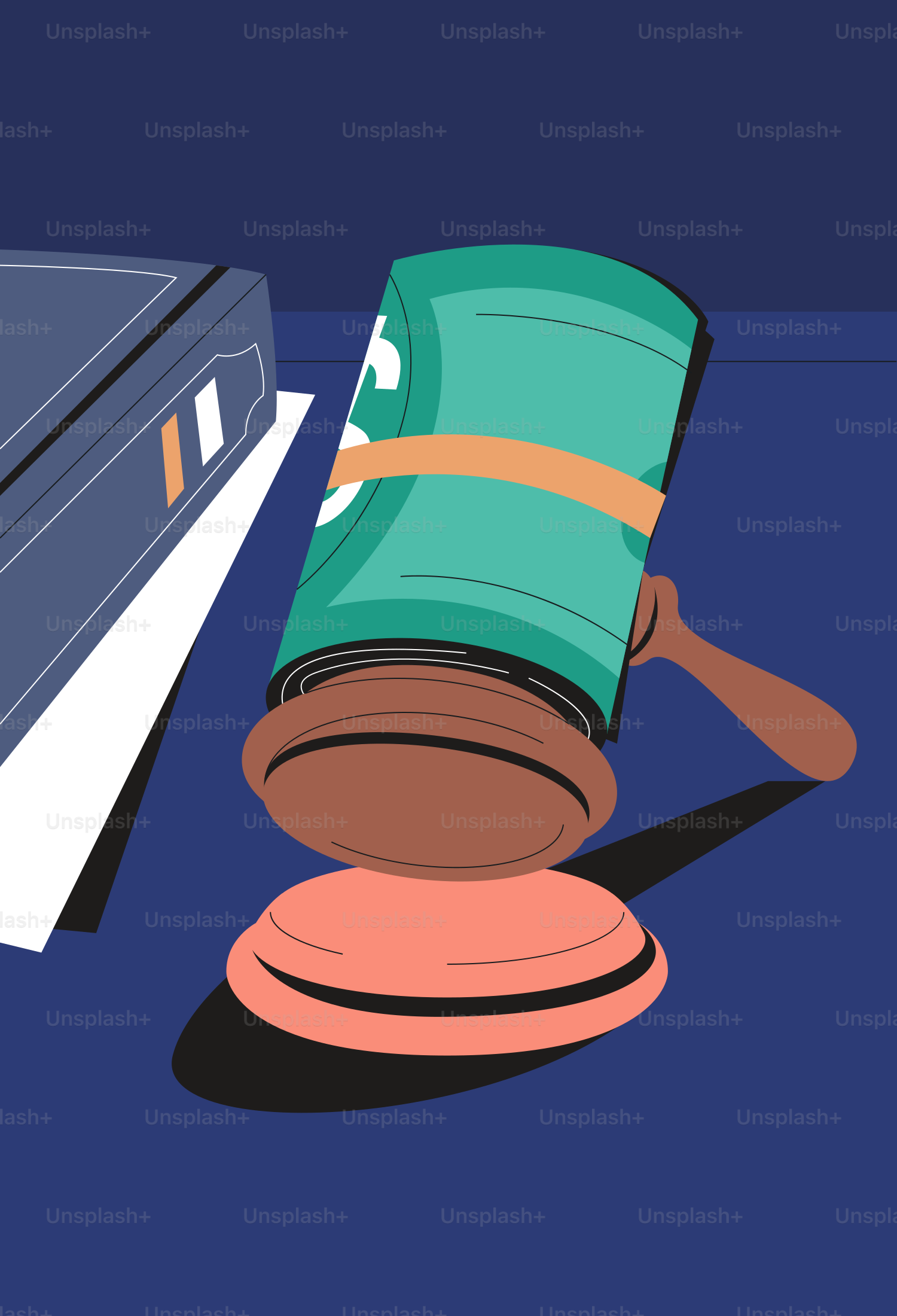 El dinero se representa como el mazo del juez.