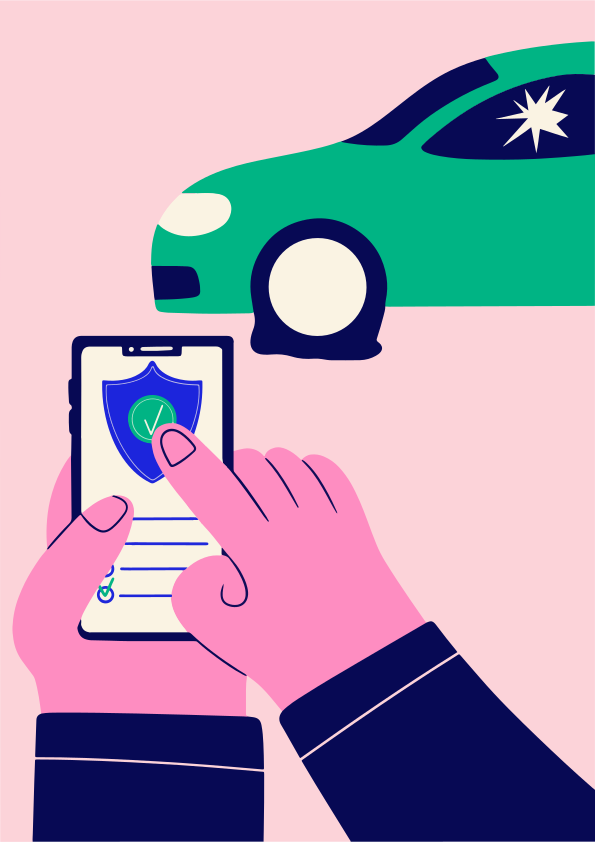 Car insurance is activated on a smartphone after an accident.