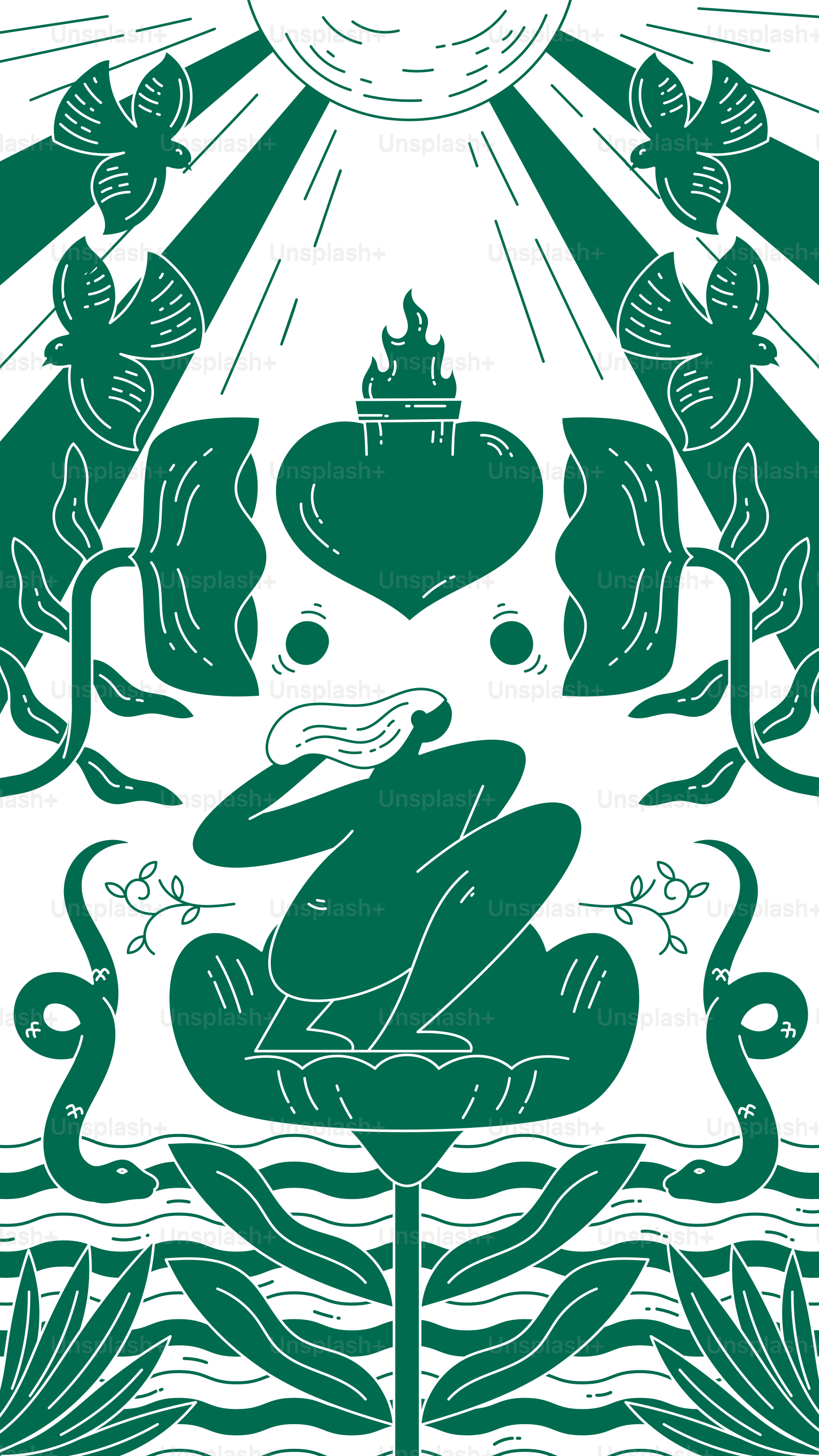 A person meditating on a flower in a spiritual setting.