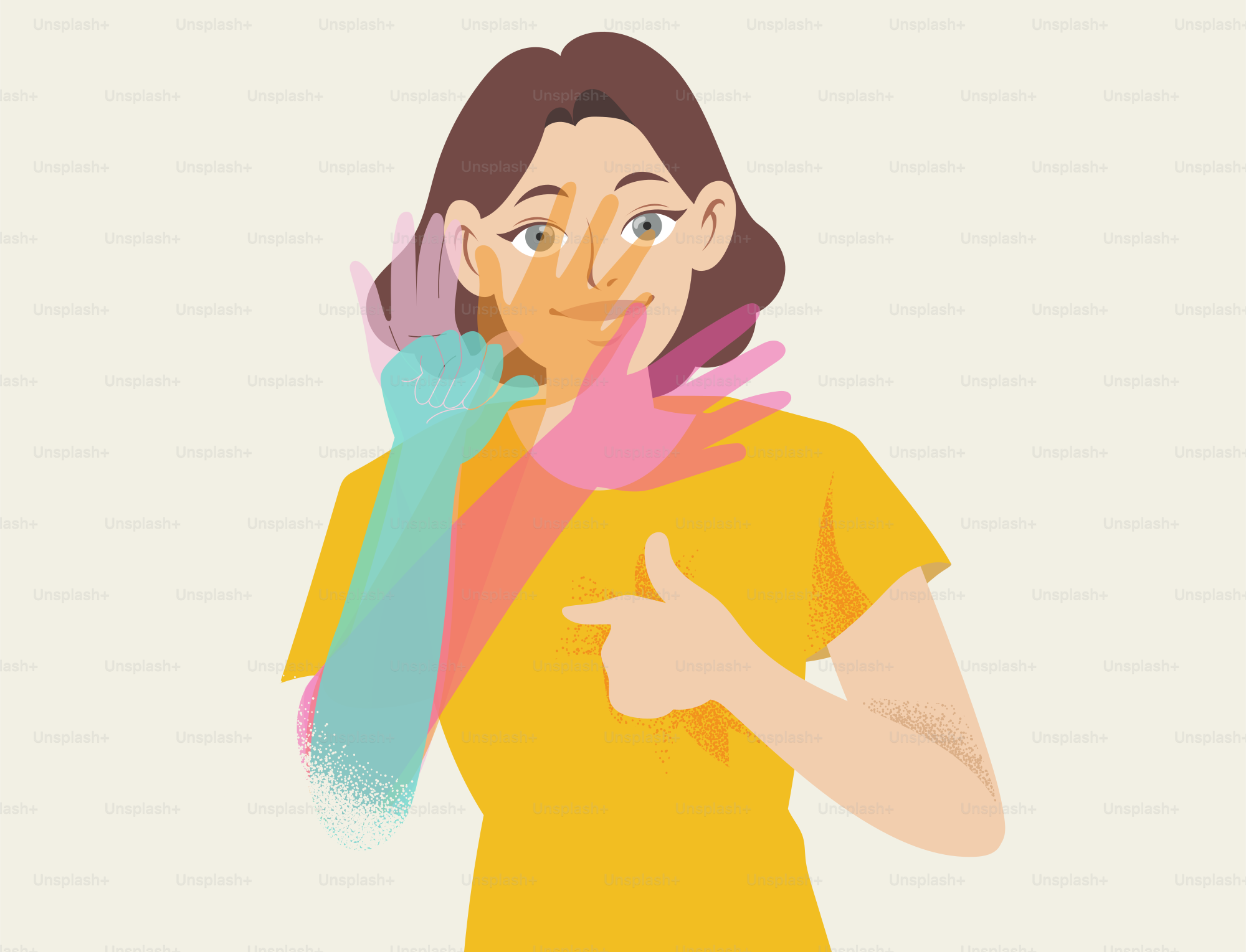 Mujer que usa las manos para comunicarse con lenguaje de señas.