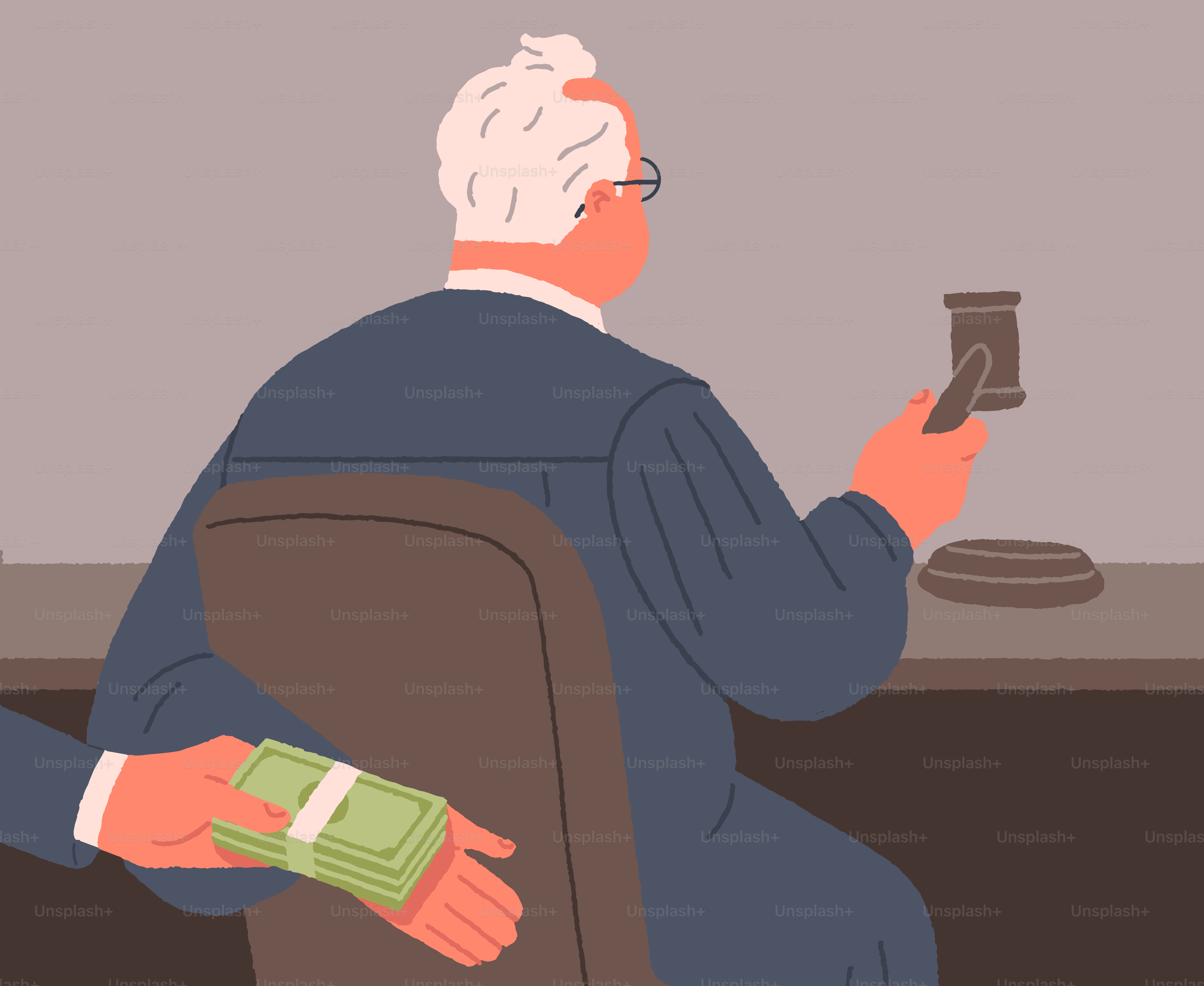 Un juge est soudoyé avec de l’argent.