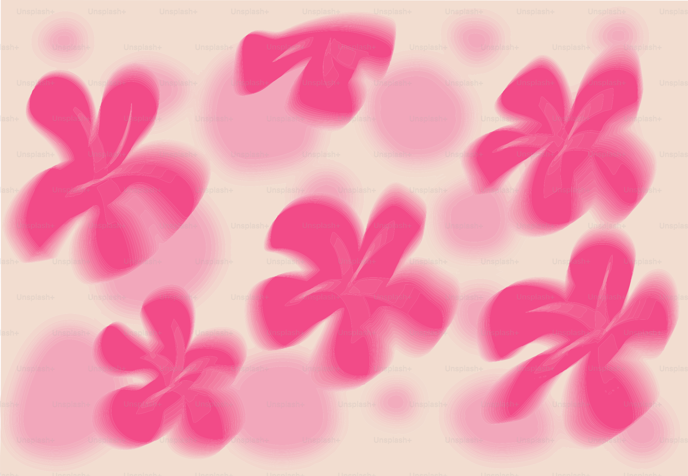 Fiori rosa e cerchi fluttuano su uno sfondo chiaro.