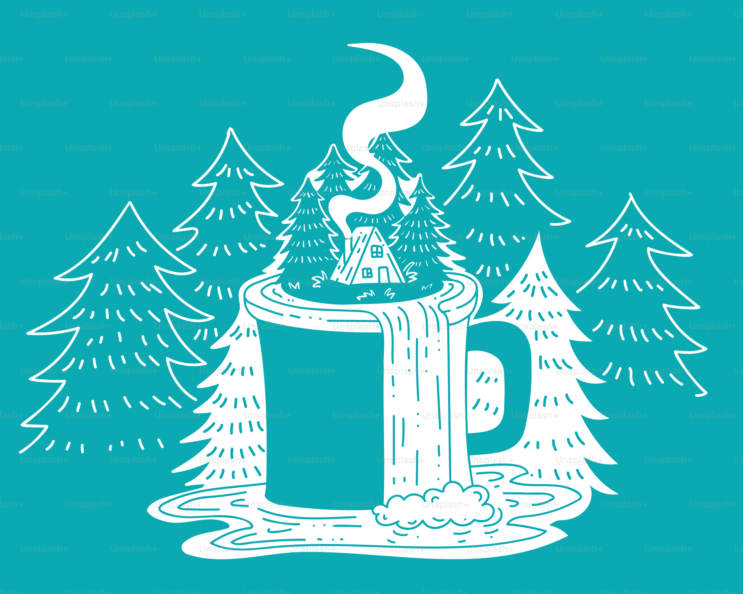 A steaming mug with nature’s waterfall.