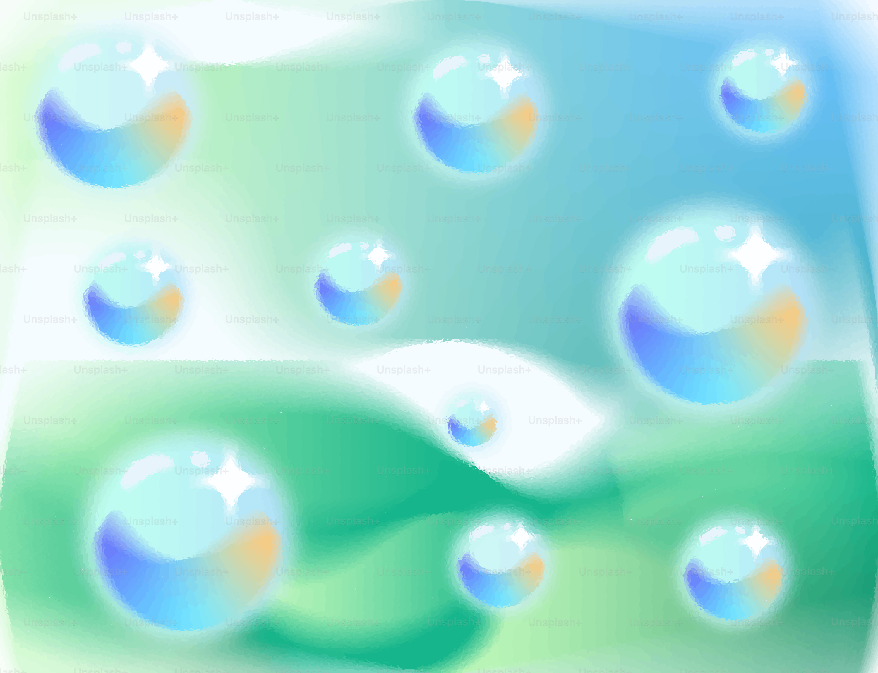 Bubbles float against a vibrant, colorful background.