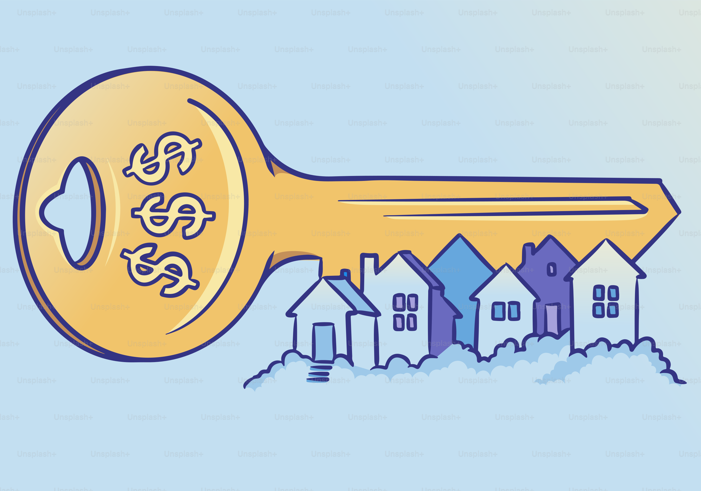 Geld öffnet die Tür zum Kauf eines Hauses.