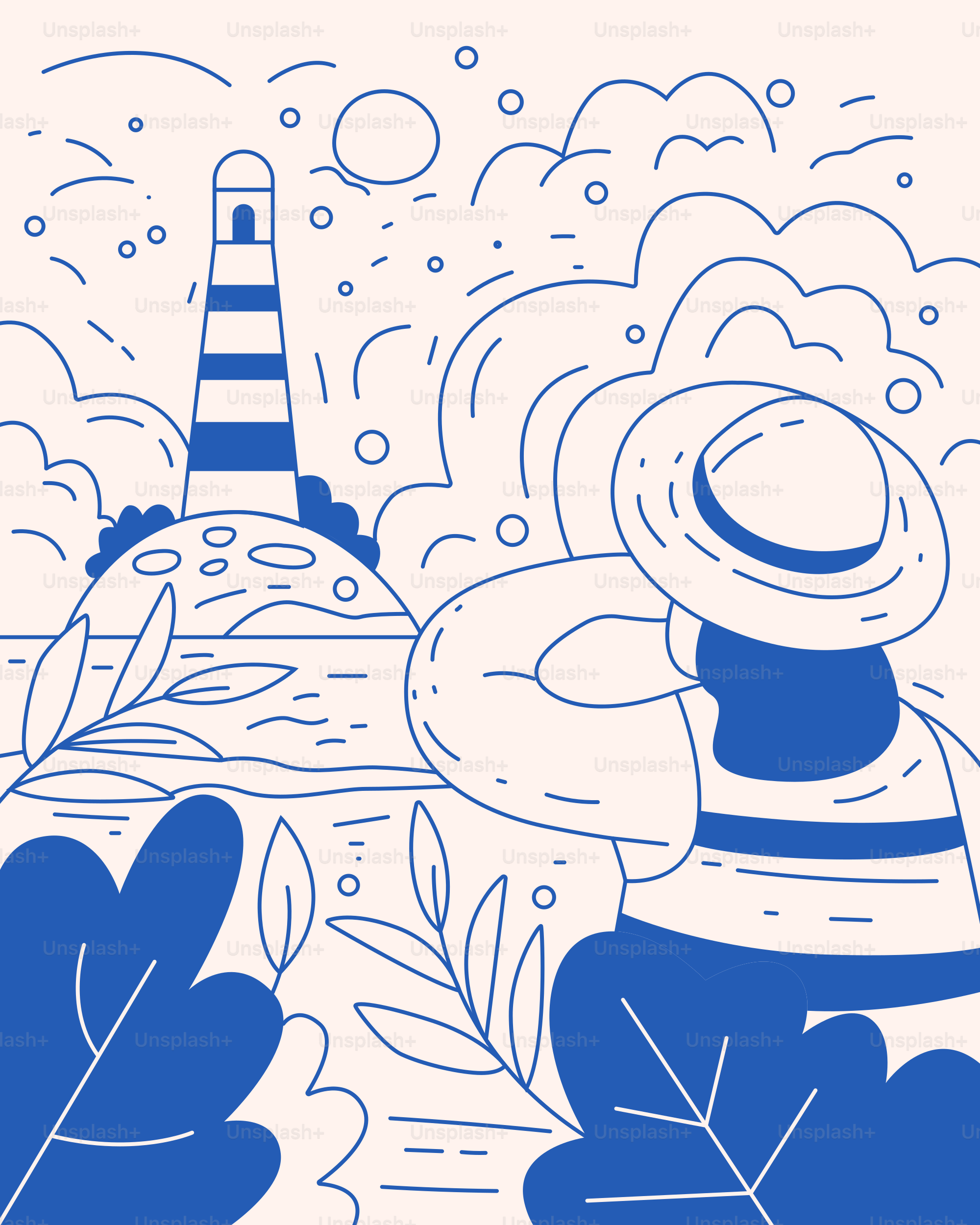 A person gazes at a lighthouse by the sea.