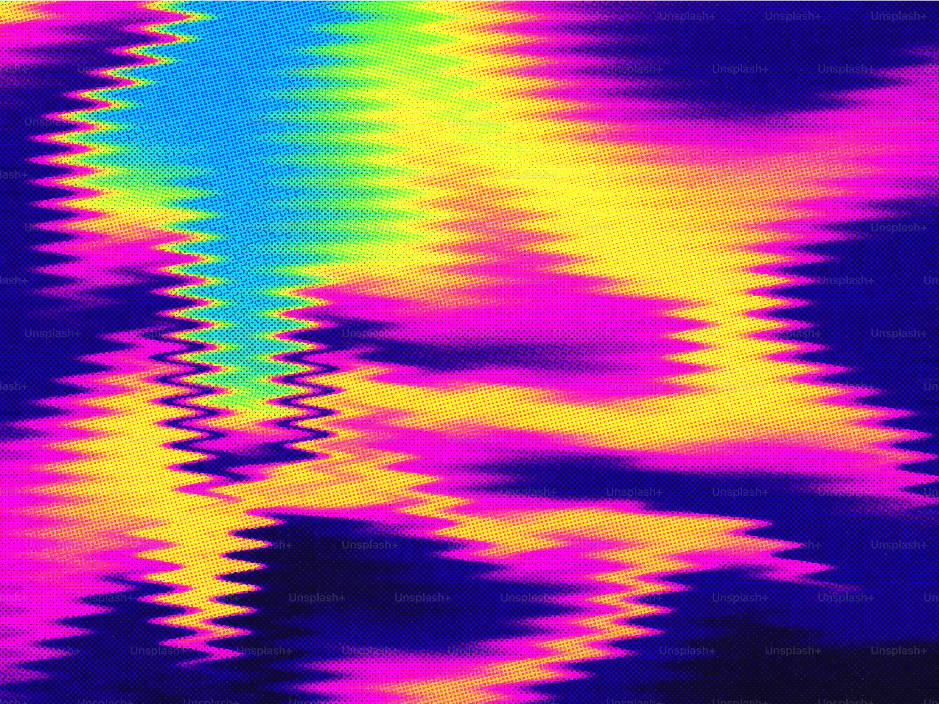 Vibrant and colorful abstract pattern with wavy lines.