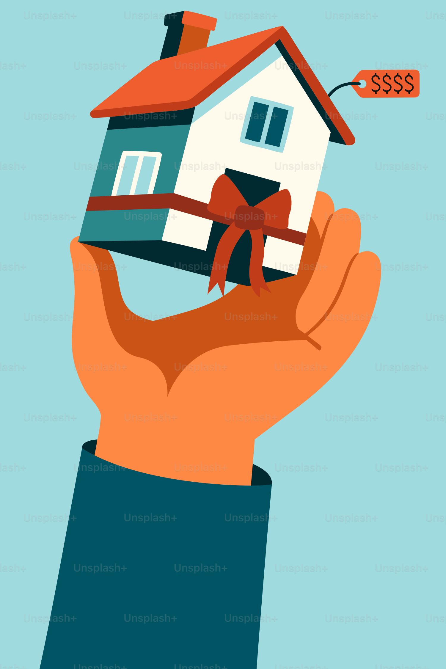 Sebuah tangan menghadiahkan hadiah rumah