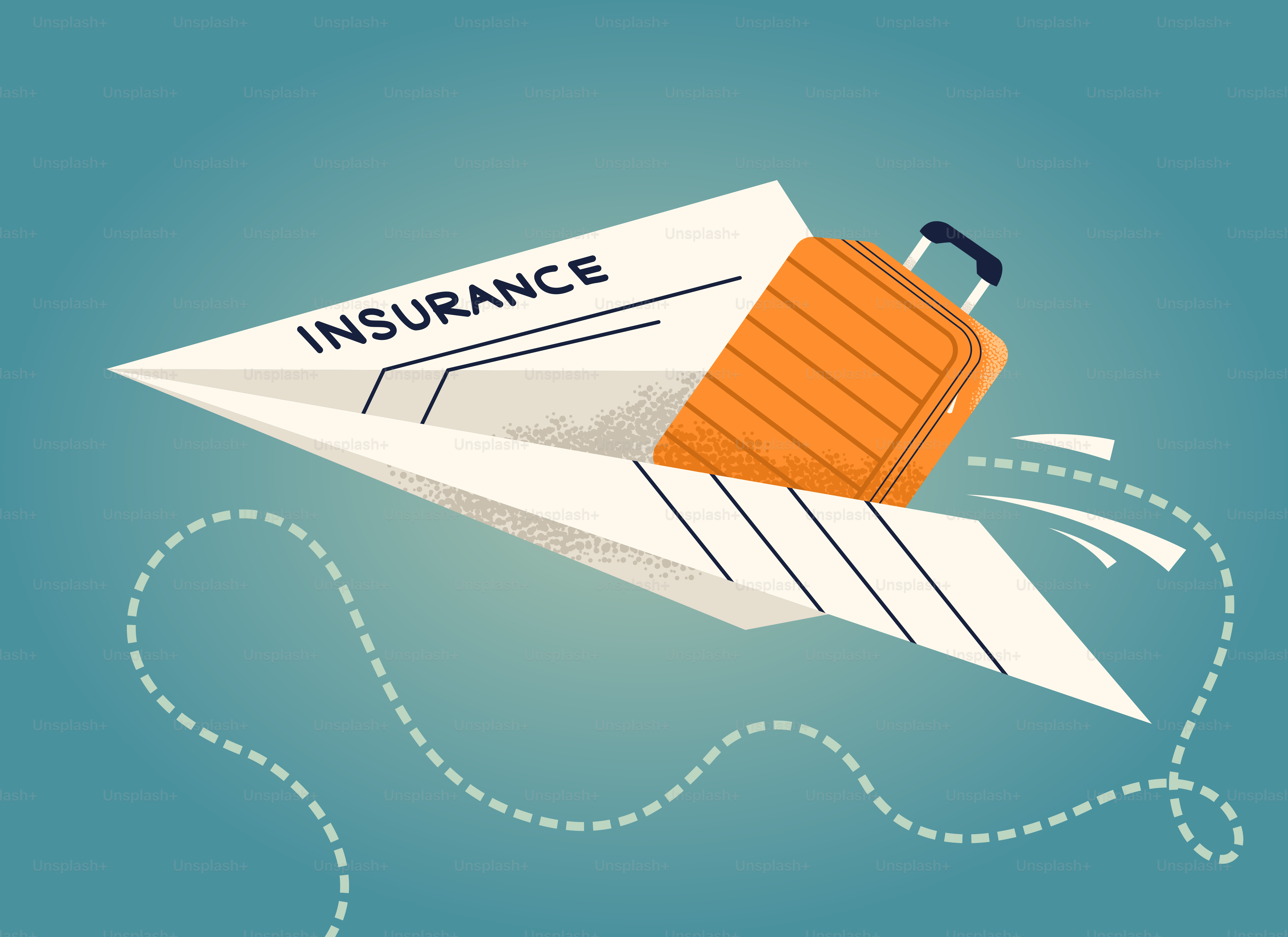 Travel insurance represented by a paper airplane.