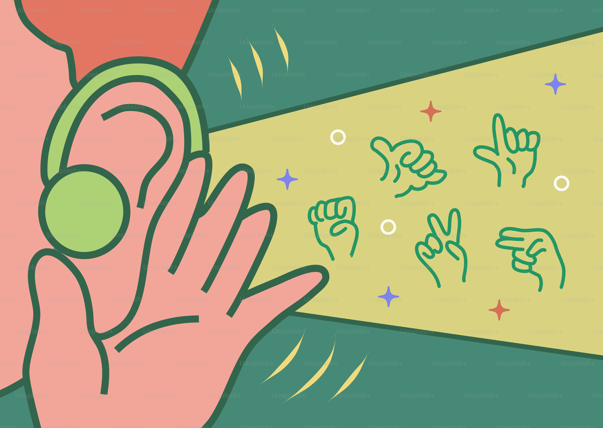 Usuario de audífonos visualizando gestos con las manos.