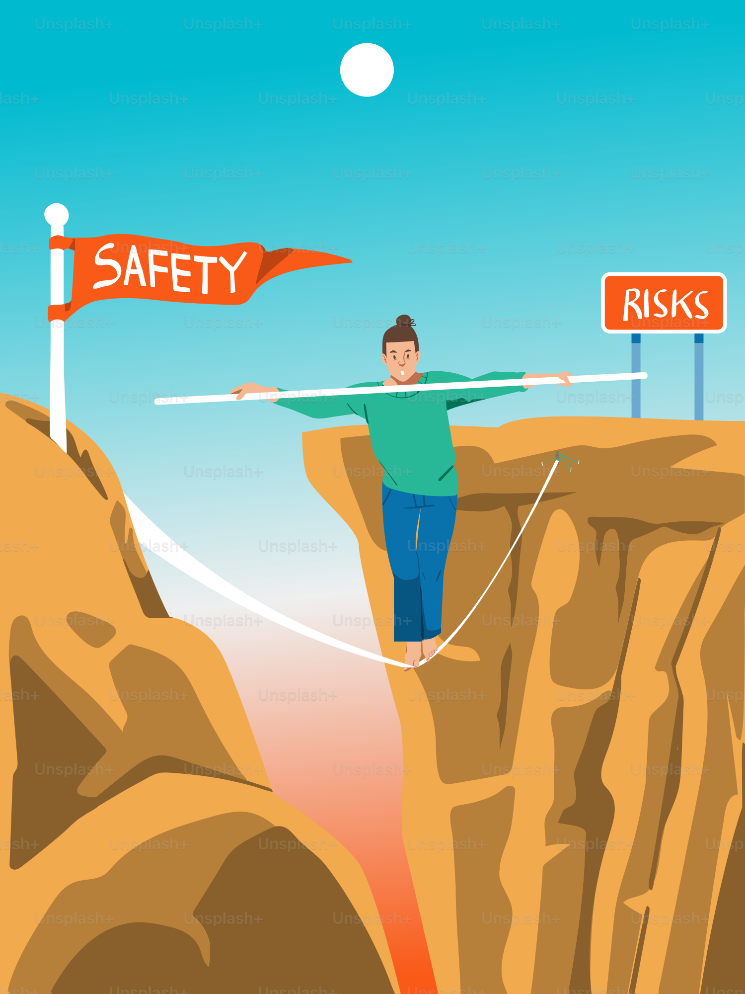 Balancing safety and risks on a tightrope.