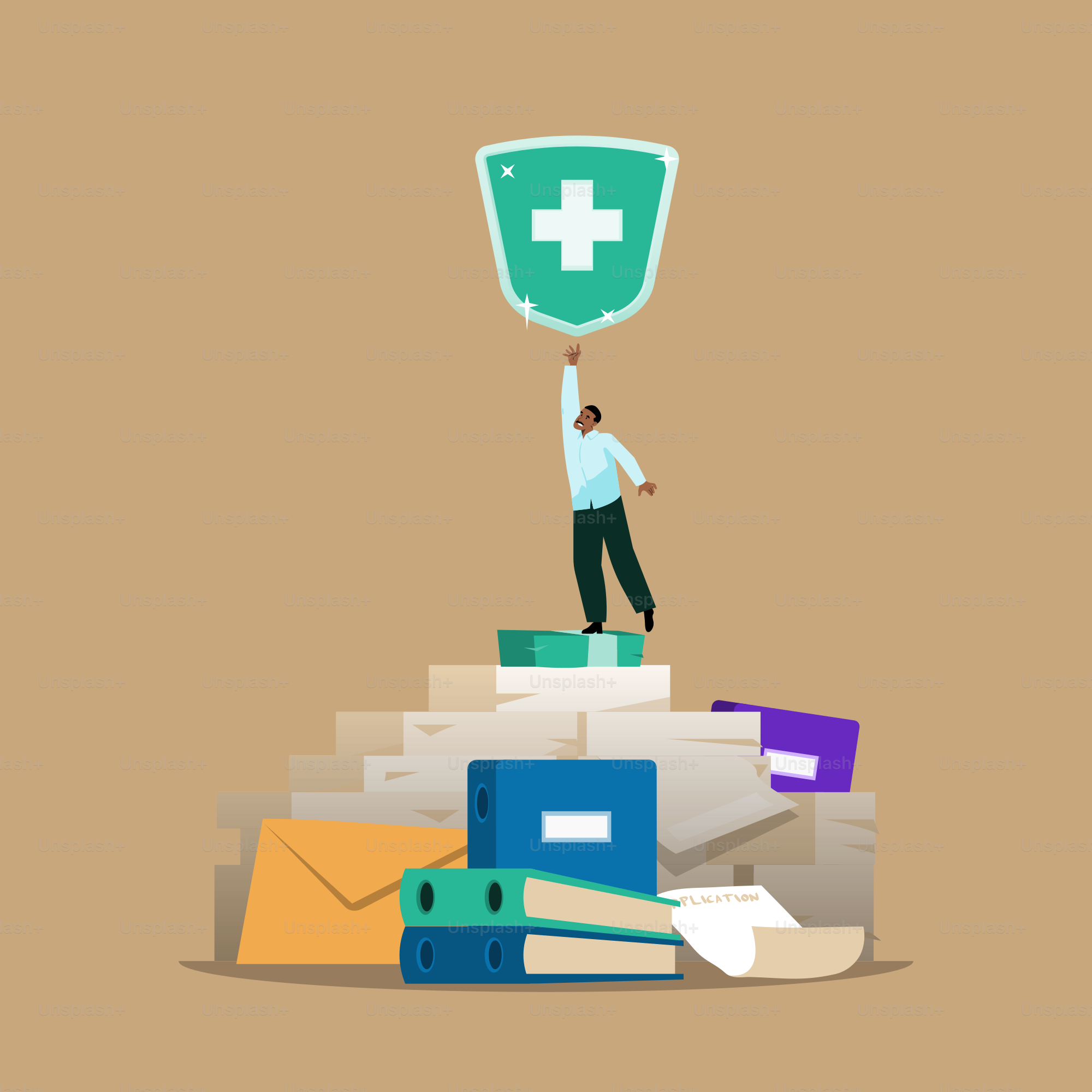 Healthcare worker reaching for a shield of protection.